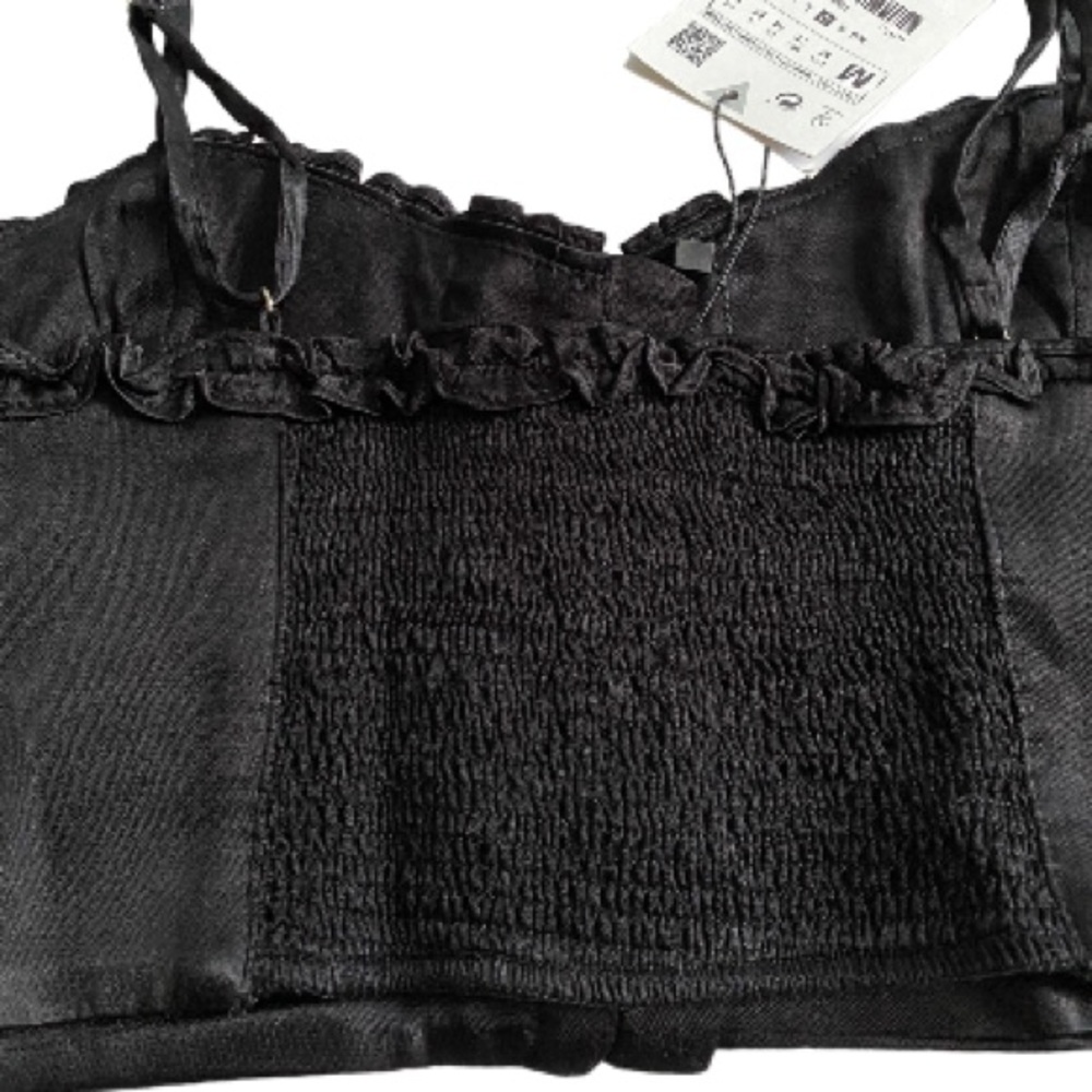 Zara Satin Effect Black Bustier Top - Picture 7 of 10